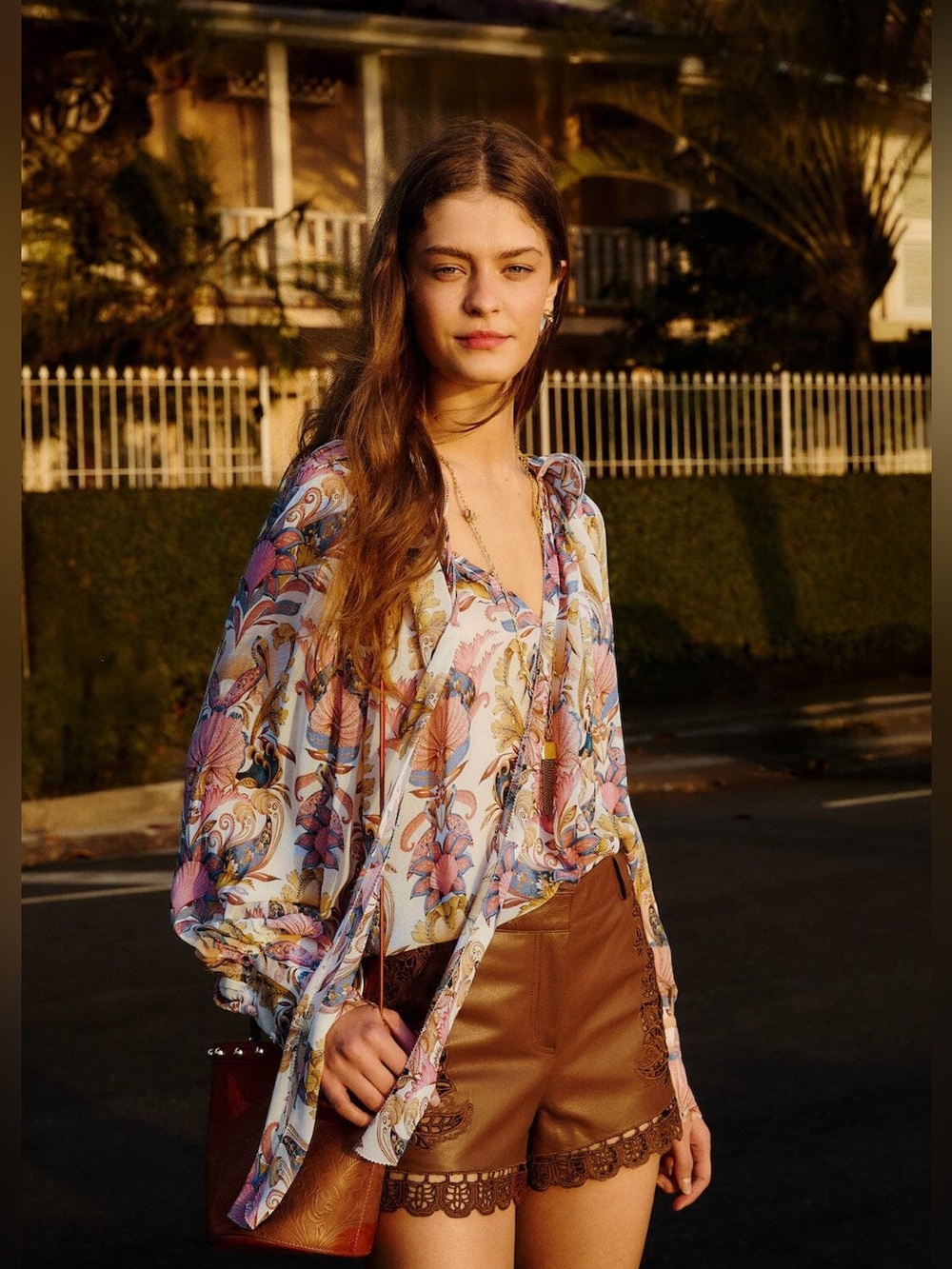 Farm Rio Sea Garden Off White Long Sleeve Blouse Size XL Bohemian Flowy NEW